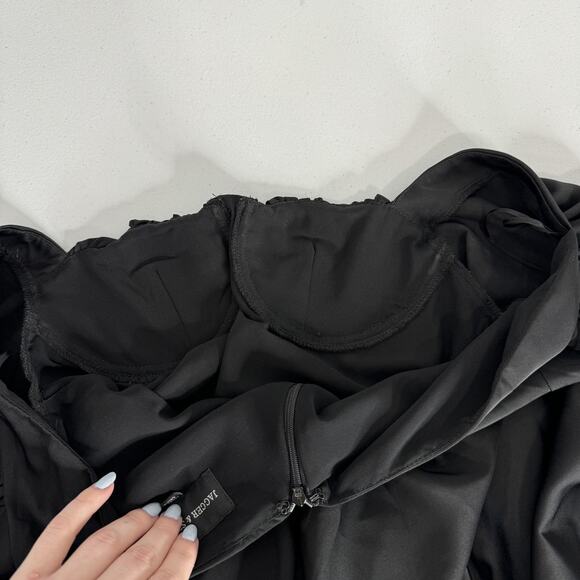 Jagger & Stone The Liv Mini Dress Womens 6 Black Satin Babydoll Balloon Sleeves - Picture 8 of 15